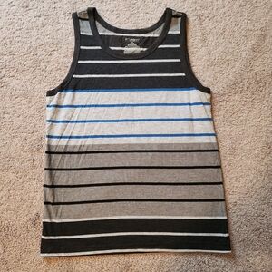 Men's Striped Tank Top - Black, Gray, and Blue